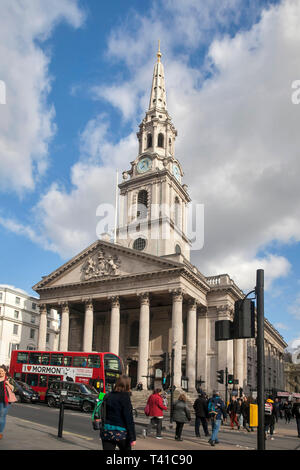 Londra - 25 febbraio 2019: Chiesa anglicana di St Martin in campi situati all'angolo nord-est di Trafalgar Square. City of Westminster, Foto Stock