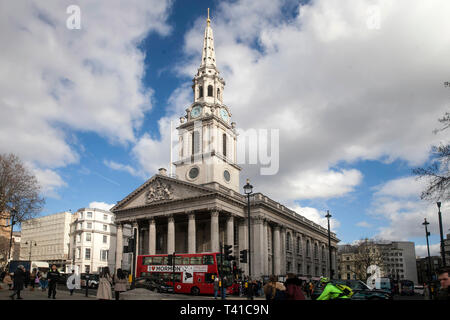 Londra - 25 febbraio 2019: Chiesa anglicana di St Martin in campi situati all'angolo nord-est di Trafalgar Square. City of Westminster, Foto Stock