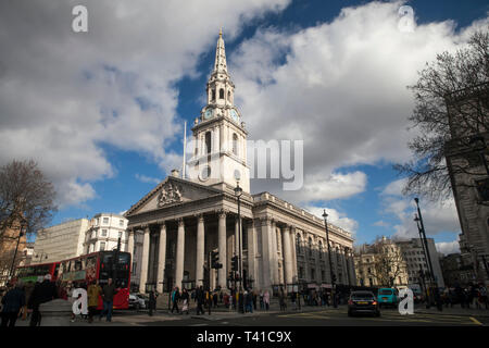 Londra - 25 febbraio 2019: Chiesa anglicana di St Martin in campi situati all'angolo nord-est di Trafalgar Square. City of Westminster, Foto Stock