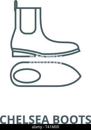 Chelsea boots icona linea, vettore. Chelsea boots delineare segno, concetto simbolo, illustrazione piatta Illustrazione Vettoriale