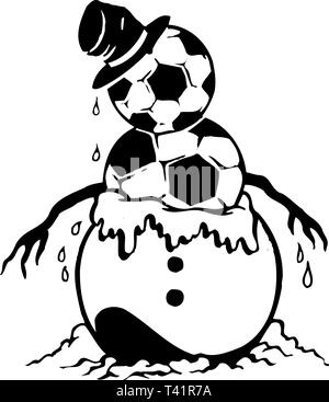 Soccer pupazzo di neve Cartoon illustrazione vettoriale Illustrazione Vettoriale