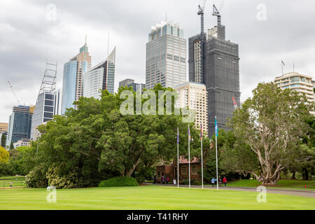 Grattacieli su Sydney Macquarie Street nel centro di Sydney, Nuovo Galles del Sud, Australia Foto Stock