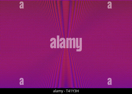 Il Neon glitch astratto di mezzitoni rosso e viola dello sfondo. Ipnotico illusione ottica texture. Foto Stock