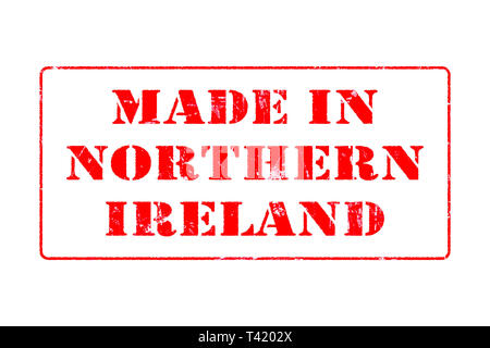 Timbro di gomma concetto mostra un francobollo rosso lettura effettuata in Irlanda del Nord Foto Stock