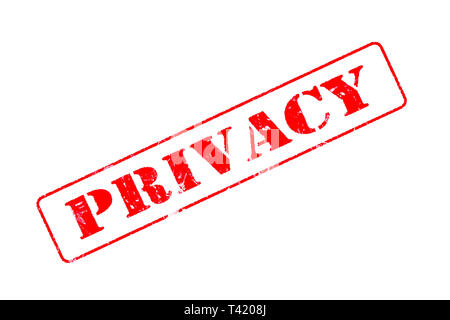 Timbro di gomma concetto mostra un francobollo rosso reading Privacy Foto Stock