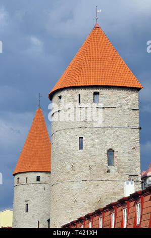 Il bastione di Tallinn, Estonia. Un városfal bástyája, Tallinn, Észtország. Foto Stock