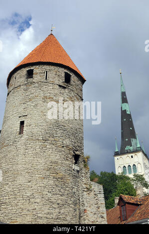 Il bastione di Tallinn, Estonia. Un városfal bástyája, Tallinn, Észtország. Foto Stock