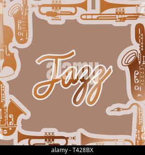 Jazz giorno poste con strumenti in background Illustrazione Vettoriale