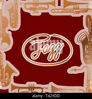 Jazz giorno poste con strumenti in background Illustrazione Vettoriale