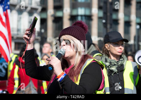 "Vogliamo che il nostro paese indietro', i manifestanti radunati in Piazza del Parlamento al di fuori della sede del parlamento di Westminster arrabbiato con il Regno Unito che non hanno ancora lasciato l'Unione europea. I dimostranti si sentono che il governo del Regno Unito non è conforme con il voto democratico di 17,4 milioni di persone, con molte minacce di violenza deve il sondaggio il voto di non essere rispettato Foto Stock