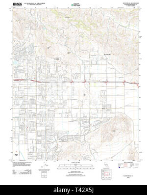 USGS TOPO Map California CA 20120516 Sunnymead TM il restauro Foto Stock