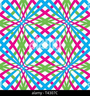 Abstract seamless pattern con verde, blu e linee di colore rosa Illustrazione Vettoriale