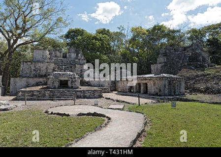 Gli Antichi maya, edificio a Muyil sito archeologico di Quintana Roo MEXICO Foto Stock