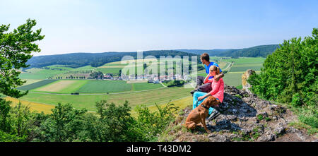 Avventura escursione sul Jägersteig in Franconia Foto Stock