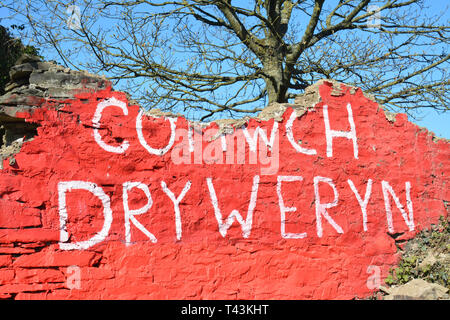 Cofiwch Dryweryn atti di vandalismo 13.04.2019. Foto Stock