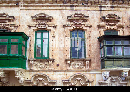 Case raditional a La Valletta, Malta Foto Stock