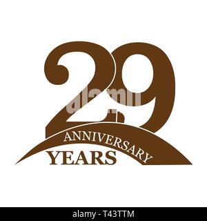 29 anni di anniversario, piatto semplice design, logo Illustrazione Vettoriale