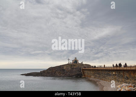 Saint Vincent cappella accanto al mare di Collioure, Francia Foto Stock