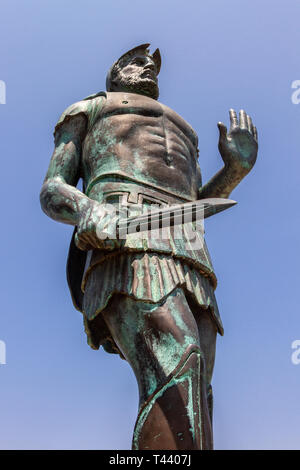 Statua di Melchiade, thevictorious generale ateniese alla battaglia di Maratona contro i Persiani, nel 490 A.C. Foto Stock