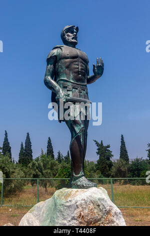 Statua di Melchiade, la vittoriosa Athenean generale alla battaglia di Maratona contro i Persiani, nel 490 A.C. Foto Stock