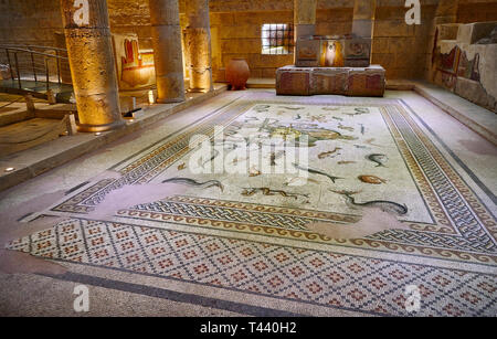 I mosaici romani - Il Poseidon mosaico. Poseidon Villa Antica Zeugama, 2° - 3° secolo D.C. . Zeugma Museo del Mosaico, Gaziantep, Turchia. Foto Stock