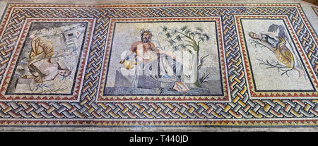 I mosaici romani - l'Eufrate ( fiume dèi). Villa Eufrate, antica Zeugama, 2° - 3° secolo D.C. . Zeugma Museo del Mosaico, Gaziantep, Turchia. Foto Stock