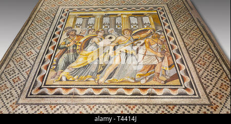 I mosaici romani - Achille mosaico. Antica Zeugama, 2° - 3° secolo D.C. . Zeugma Museo del Mosaico, Gaziantep, Turchia. Foto Stock