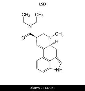 Formula di scheletro di acido lisergico dietilammide. molecola chimica. Illustrazione Vettoriale