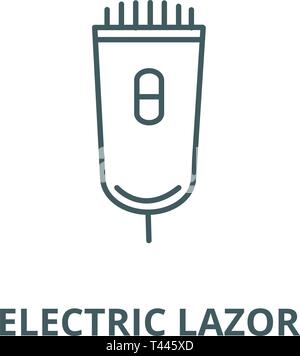 Lazor elettrico icona linea, vettore. Lazor elettrico segno di contorno, concetto simbolo, illustrazione piatta Illustrazione Vettoriale