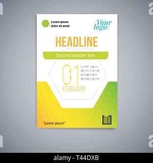 Abstract Business template vettoriale. Flyer design, coperchio moderno vettore formato poster in formato A4 con esagoni colorati, forme geometriche Illustrazione Vettoriale