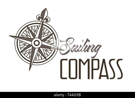 Vintage compasso nautico rose. Illustrazione Vettoriale della rosa dei venti in stile retrò Illustrazione Vettoriale