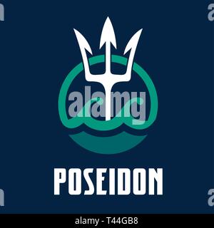 Immagine vettoriale di Poseidone il tridente. Modello di Poseidon logo design. Illustrazione Vettoriale