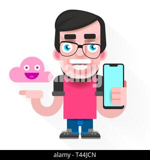 Graphic design professionale nel mezzo del flusso di lavoro. Vettore di fresco design piatto illustrazione su creative specialista al lavoro con uomo che lavora con grafico Illustrazione Vettoriale