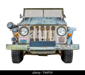 La guerra era Vintage army truck isolato su uno sfondo bianco Foto Stock