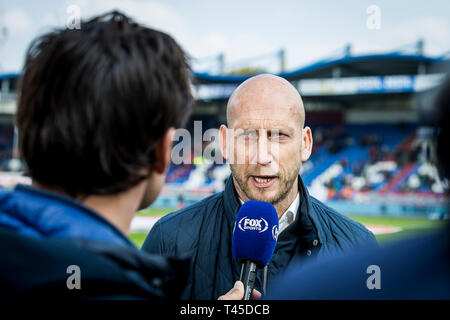 Tilburg, Paesi Bassi. Xiv Apr, 2019. TILBURG - 14-04-2019, Koning Willem II stadion olandese Eredivisie calcio stagione 2018 / 2019. PEC Zwolle trainer Jaap Stam durante il match Willem II - PEC. Credito: Pro scatti/Alamy Live News Foto Stock