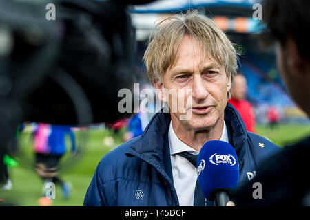 Tilburg, Paesi Bassi. Xiv Apr, 2019. TILBURG - 14-04-2019, Koning Willem II stadion olandese Eredivisie calcio stagione 2018 / 2019. Willem II trainer Adrie Koster durante il match Willem II - PEC. Credito: Pro scatti/Alamy Live News Foto Stock