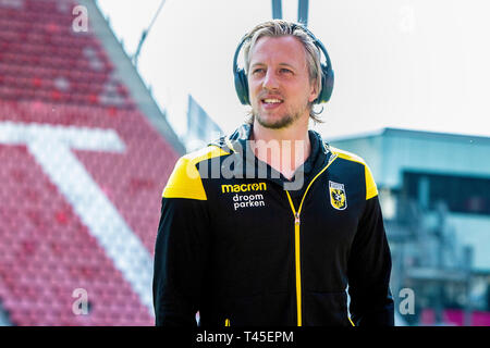 Utrecht, Paesi Bassi. Xiv Apr, 2019. Nieuw Galgenwaard, stagione 2018 / 2019, Eredivisie, Vitesse portiere Remko Pasveer prima della partita FC Utrecht - Vitesse Credito: Pro scatti/Alamy Live News Foto Stock