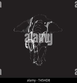 Illustrazione di un elefante di cova del computer. Gesso su una lavagna. L'Elefante Nero tatuaggi. Indian animale. Illustrazione Vettoriale