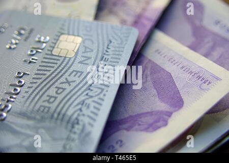 American Express card con chip e pin Foto Stock