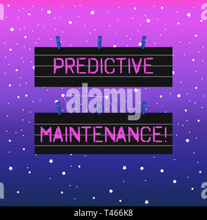 La grafia la scrittura di testo manutenzione predittiva. Foto concettuale della strategia di manutenzione azionato da analisi predittiva a due colori bianco Dimensioni Striscia rivestita Foto Stock