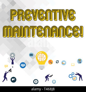 Segno di testo che mostra le operazioni di manutenzione preventiva. Business photo vetrina per la manutenzione di routine per contribuire a mantenere le apparecchiature Business Marketing Digitale simbolo, e Foto Stock