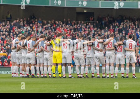 Visto il team durante l'Irlanda Xi v Liverpool leggende fund raising match in aiuto di Sean Cox. (Punteggio finale; Irlanda Xi 1-2 liverpool leggende) Sean Cox subito una grave lesione cerebrale in un attacco da parte di un italiano di hooligan. Foto Stock