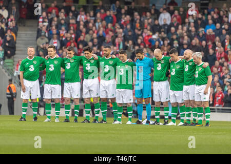 Visto il team durante l'Irlanda Xi v Liverpool leggende fund raising match in aiuto di Sean Cox. (Punteggio finale; Irlanda Xi 1-2 liverpool leggende) Sean Cox subito una grave lesione cerebrale in un attacco da parte di un italiano di hooligan. Foto Stock