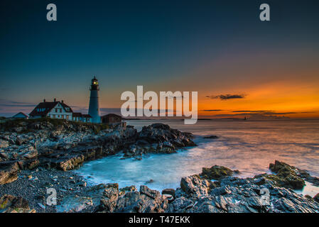 Portland Head Light faro costa nel Maine Foto Stock