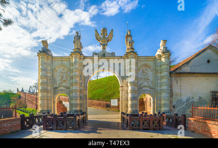 Carolina gate, Alba Iulia fortezza, Transilvania, Romania Foto Stock