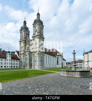 San Gallo, SG / Svizzera - Aprile 8, 2019: la storica cattedrale e il monastero nella città svizzera di San Gallo Foto Stock