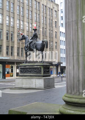 Scozia: Glasgow, Statua di Wellington, Royal Exchange Square Foto Stock