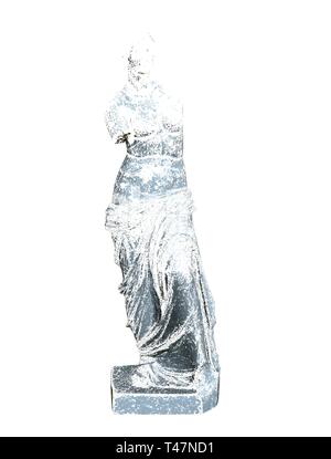 La scultura la Venere di Milo. Il modello poligonale di una scultura fatiscente. 3D. La statua è costituito da particelle. Illustrazione Vettoriale Illustrazione Vettoriale