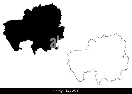 Regione settentrionale (divisioni amministrative del Ghana, Repubblica del Ghana) mappa illustrazione vettoriale, scribble sketch mappa del Nord Illustrazione Vettoriale