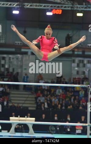 Szczecin Polonia xiii Apr, 2019. Jonna Adlerteg (SWE), 13 Aprile 2019 - Ginnastica Artistica :le barre irregolari Final Foto Stock